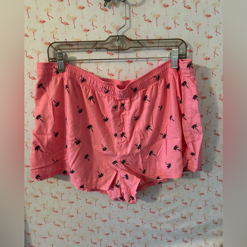 VSPink xl EUC flannel boxy pajamas- palm trees